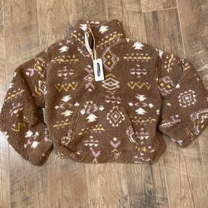 NWT Sherpa pullover/ 3/4 zip sweatshirt
